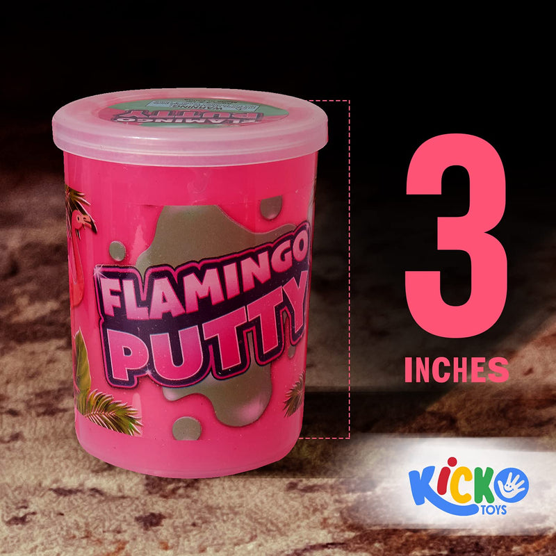 Kicko Flamingo Putty - 6 Pack Pink Colored Putty with Mini Flamingo - Educational Fidget