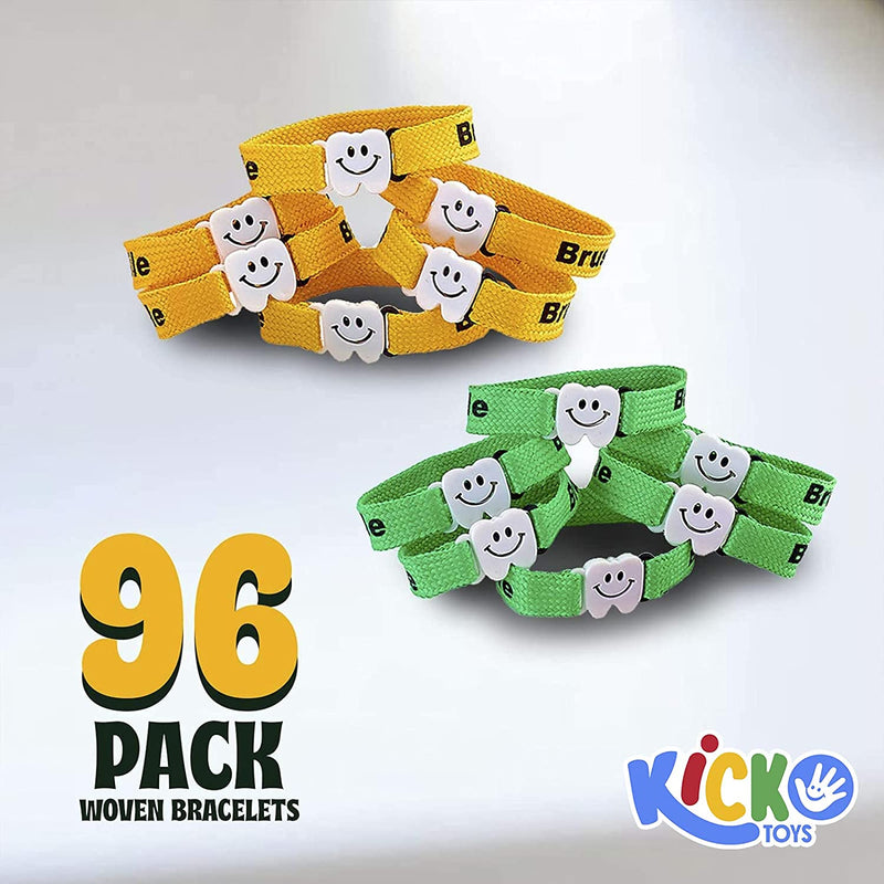 Kicko Tooth Sayings Woven Bracelets for Dentists Prizes and Party Favors - 96