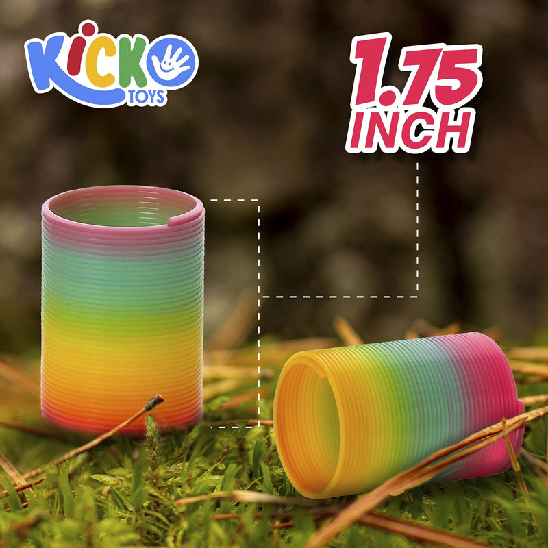 Kicko Plastic Rainbow Springs - 12 Pack - 1.75 Inch Classic Rainbow Twirlers for Class