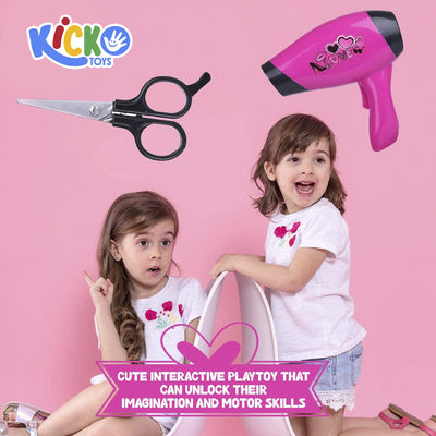 Kicko Hair Stylist Set for Girls - 5 Pieces Kids Hairdresser Tools - Perfect for Pretend