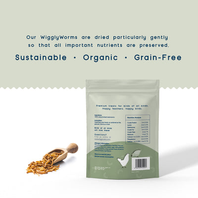 Wigglyworms Organic Mealworms Chicken Treats 10 Oz High Protein Mealworms