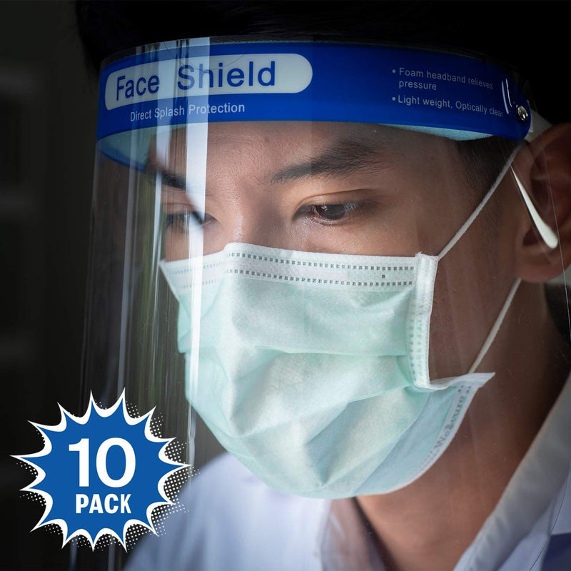 Katzco Reusable Face Shields - Clear Full Face Visor Mask with Removable Protective Film