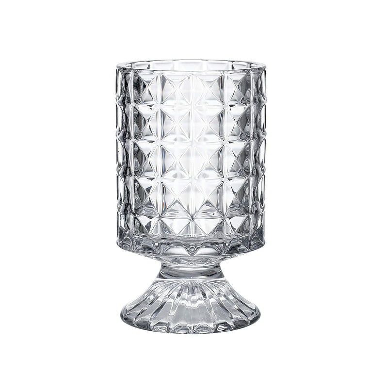 Crystal Glass Hurricane Votive Candle Holder, Thickened Glass Vase (6.3 X 7.9 Inch