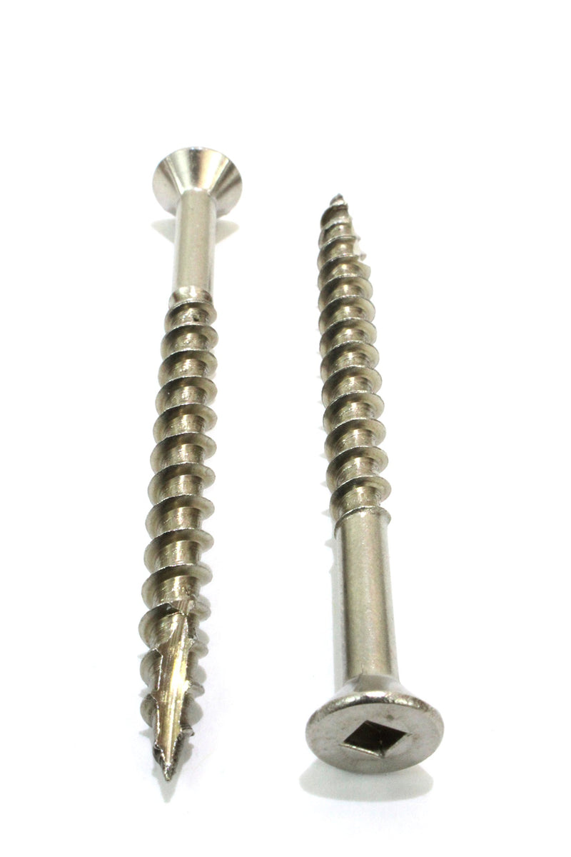 8 x 1-1/2" Stainless Deck Screws, (100 Pack), Square Drive, Type 17 Wood Cutting Point