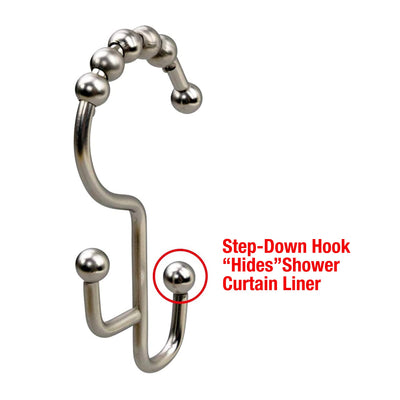 2lbDepot Shower Curtain Hooks Rings - Chrome Finish - Premium 18/8 Stainless Steel