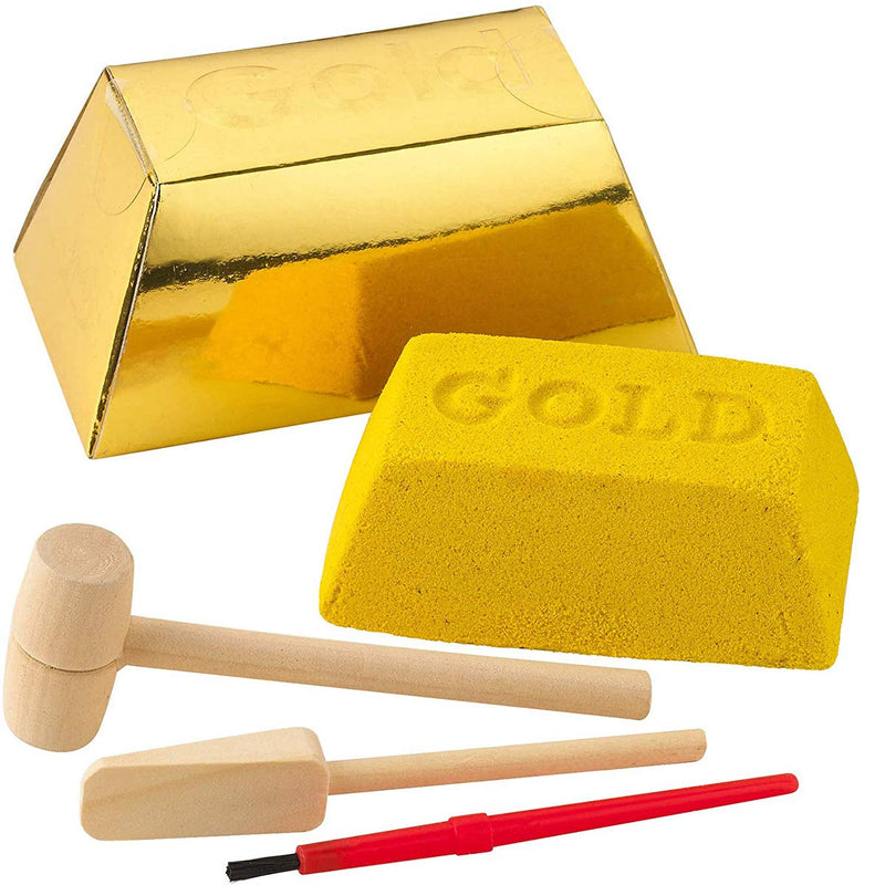 Kicko Excavation Kit - Gold Brick Dig Out - 8.25 Inch Gold Mining Set - Science