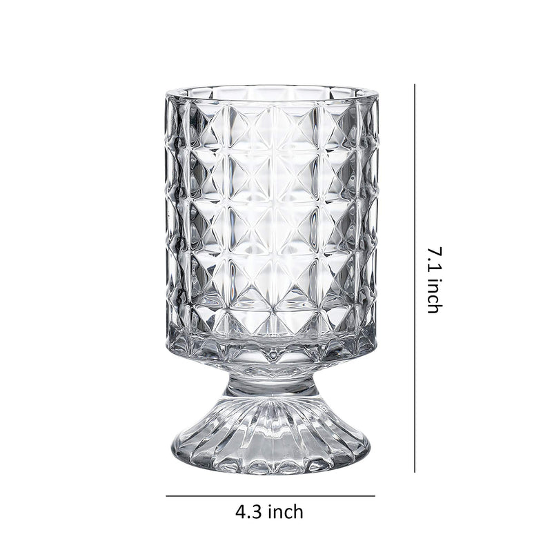 Crystal Glass Hurricane Votive Candle Holder, Thickened Glass Vase (6.3 X 7.9 Inch