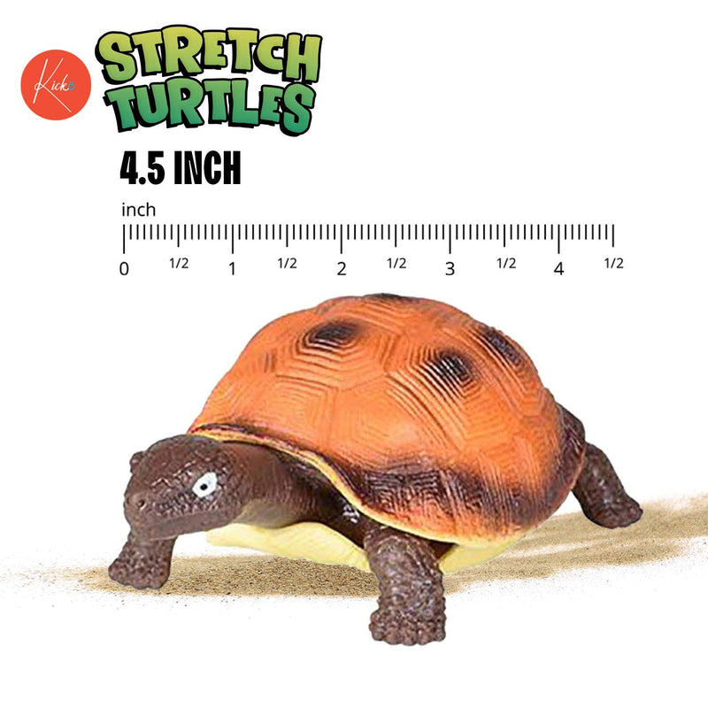 Kicko 4.5 Inch Stretch Turtle - 12 Rubbery Bony Animal Toy - Easter Basket Fillers, Pinata