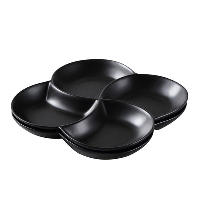 Bruntmor 8.5 inch Modern Set Of 2 Decorative Ceramic Appetizer 4 -Compartment Serving