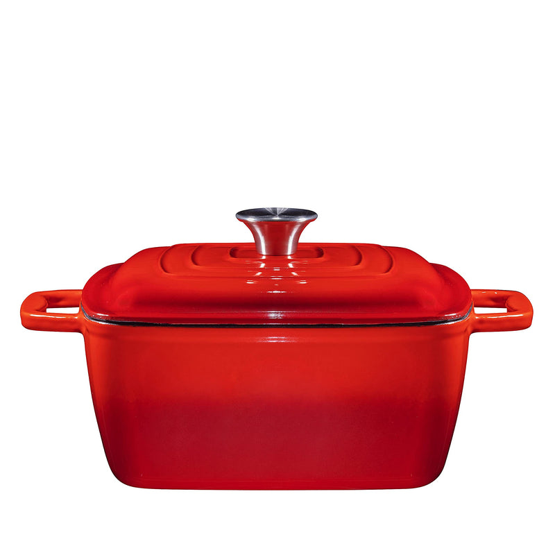 Enameled Cast Iron Casserole Square Dutch Oven Braiser - Pan with Cover, 3.8-Quart