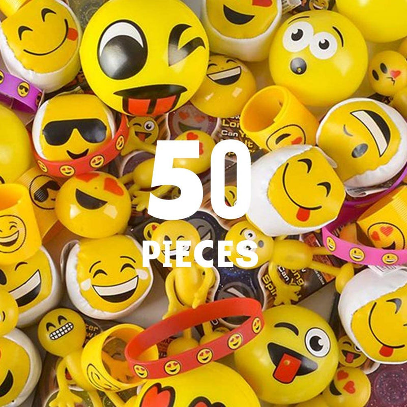 Kicko Assorted Emoticon Party Supplies - 50 Pieces - Cool and Fun Emoji with Multiple