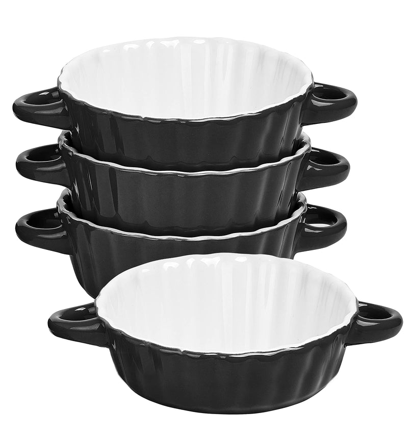 Bake And Serve - 10oz. Oven Safe Set Of 6 Ceramic Souffle Dishes, Round Double Handle