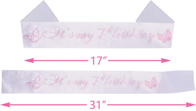 7th Birthday Gifts for Girls, 7th Birthday Tiara and Sash, Its My 7th Birthday Sash