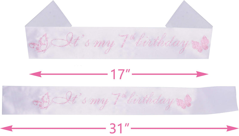 7th Birthday Gifts for Girls, 7th Birthday Tiara and Sash, Its My 7th Birthday Sash