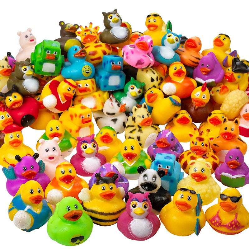 Kicko Assorted Rubber Ducks - 2 Inches - for Kids, Sensory Play, Stress Relief, Novelty