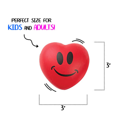 Neliblu Heart Stress Balls - Valentines Day Red Hearts 3" Smile Face Squeeze Stress