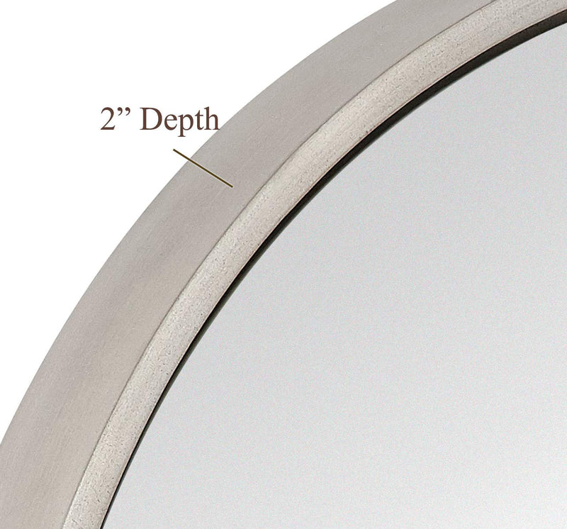 Hamilton Hills 24" Floating Antiqued Silver Circle Mirror for Entrances Bathrooms or Over