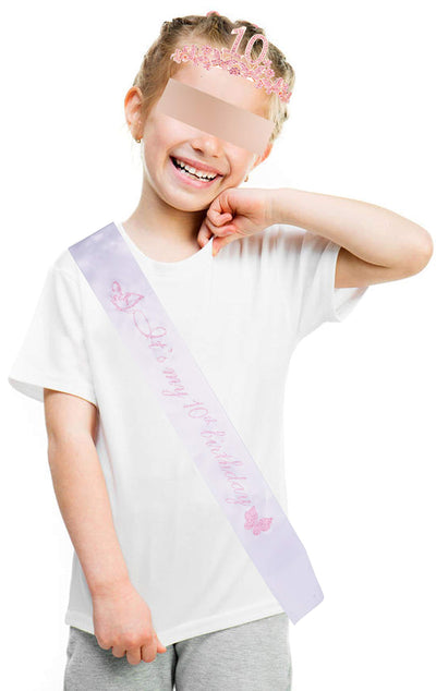 10th Birthday Gifts for Girls, 10th Birthday Tiara and Sash, Its My 10th Birthday Sash