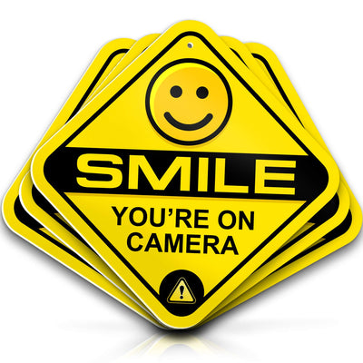 Signs Smile Your On Camera Signs  Security System Surveillance Camera Sign - 12"