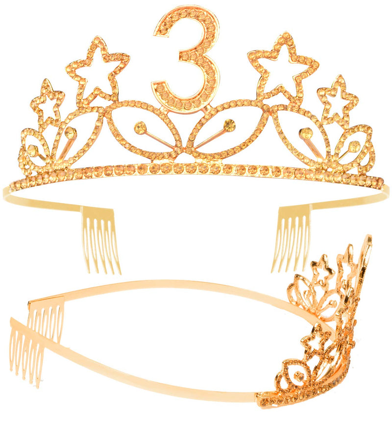 3rd Birthday Tiara and Sash gold, 3rd Birthday Gifts for girl, HAPPY 3rd Birthday Party