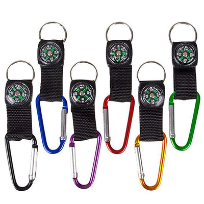 Kicko Rock Clip Keychain with Compass - Metal Self Lock Clip - Clasps for Bag and Belt