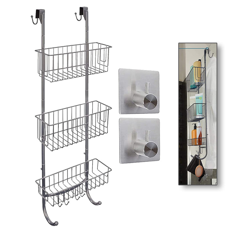 Hanging Shower Shelf In Grey/Chrome Finish  3 X Shower Shelf Levels  34&