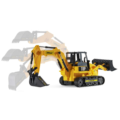 Top Race 8 Channel Full Functional RC Excavator Backhoe Loader, Battery Powered Electric