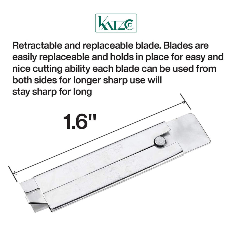 Katzco 2 Piece Single Edge Razor Blade Carton Cutter - Box Cutter Knife - All Metal Tap