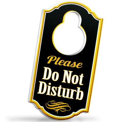 Please Do Not Disturb Door Hanger Sign - 1/4 inch Thick Rigid PVC - 8 inch x 4 inch w