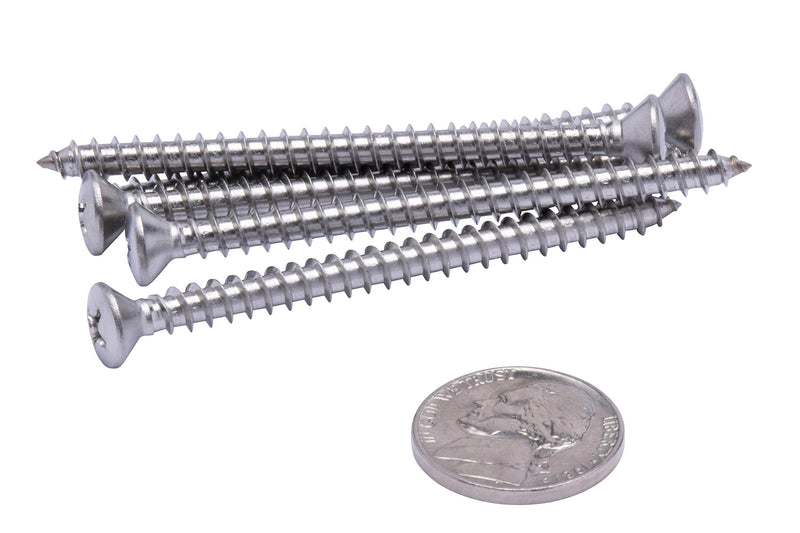 10 X 4" Stainless Oval Head Phillips Wood Screw (25pc) 18-8 (304) Stainless Steel Screws