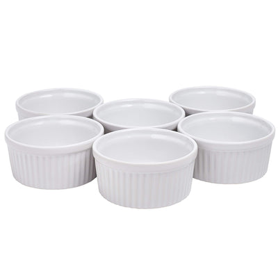 Oven Safe Ceramic Ramekins Souffle Dishes For Souffle, Creme Brulee and Dipping Sauces