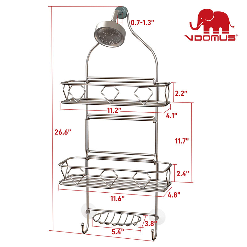 Upgraded! Hanging Shower Caddy - 11.6" X 5" X 24.2" Mesh Bathroom Shower Head