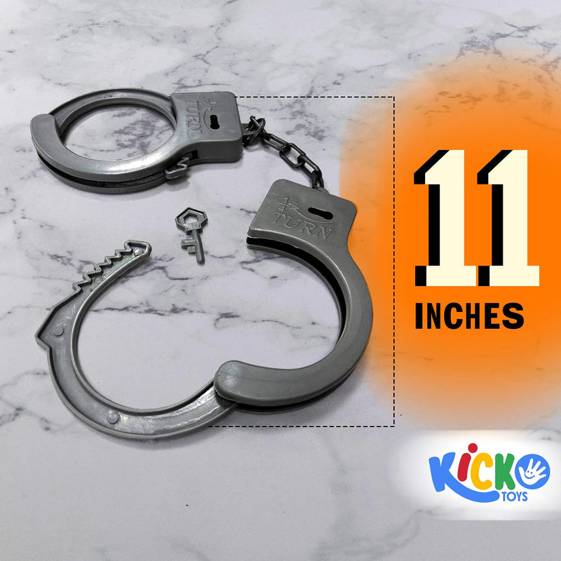 Kicko Plastic Handcuffs with Key for Imaginary Play, Costume Props - Gray, 11 Inch, Pack