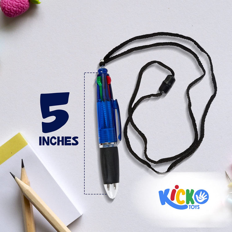 Kicko Multi-color Pen In a Rope with Four Colors Rope Pen for Kids, Adults, Learners