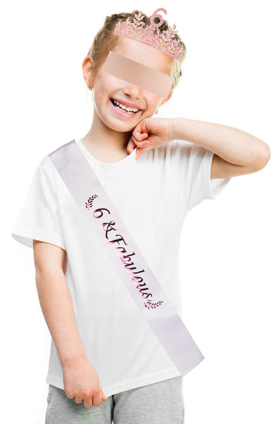 6th Birthday Gifts for Girls, 6th Birthday Tiara and Sash, 6th Fabulous Sash and Crystal