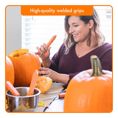 Professional Pumpkin Carving Kit - Extra Large Stainless Steel Tools (4 Pieces) - Pumpkin