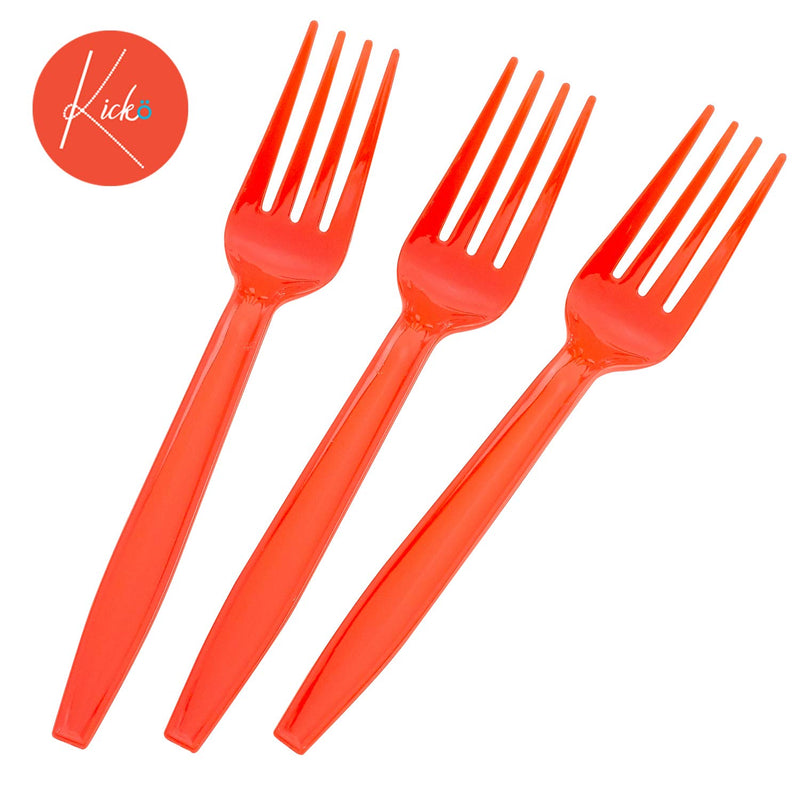 Kicko Red Premium Forks - 108 Pieces - for Catering Events, Parties, Wedding Receptions