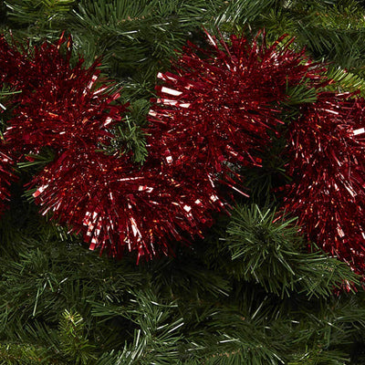 Kicko Tinsel Garland - 2.4 inches x 30 Foot Long Glittery Wreath in Metallic Red Color