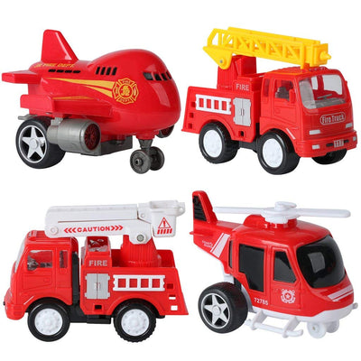 Fire Truck Rescue and Emergency Transport Vehicle with Helicopter, Airplane and 2 Fire