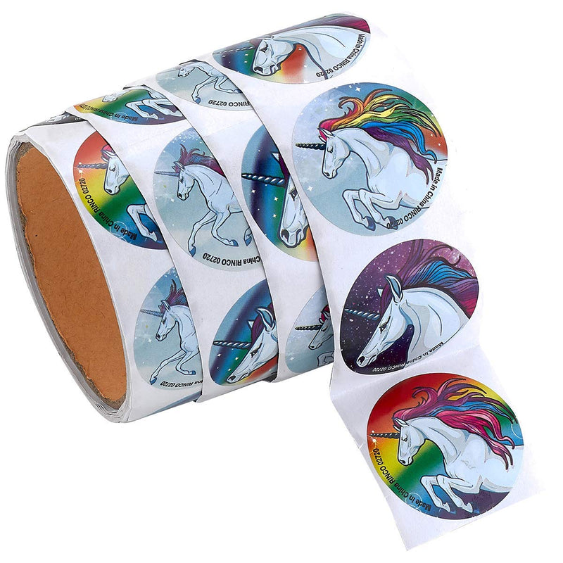 Kicko Unicorn Sticker Rolls - 1.5 Inch - for Kids, Party Favors, Stocking Stuffers