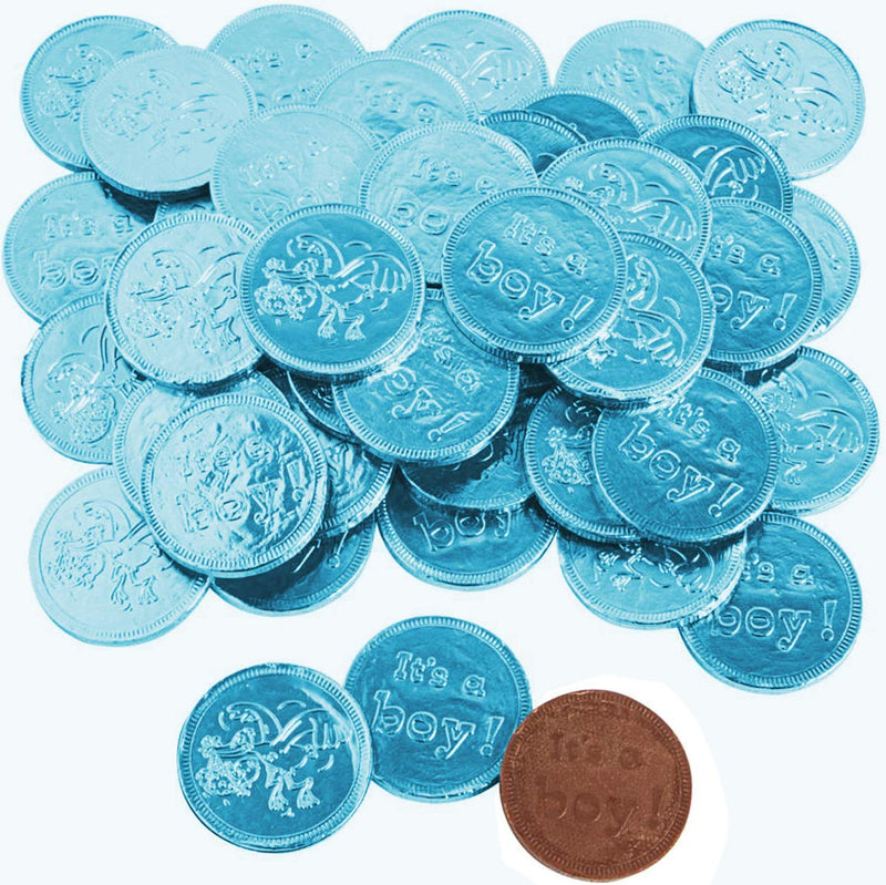 Kicko Blue Its A Boy Milk Chocolate Coins - 1 Pound of 1.5 Inch Gender Reveal Foil