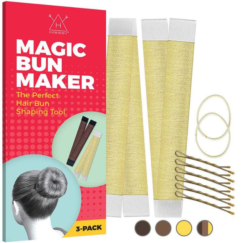 Hawwwy 10-Piece Blonde Bun Maker For Hair - Hair Buns, Hair Ties, And Bobby Pin to make