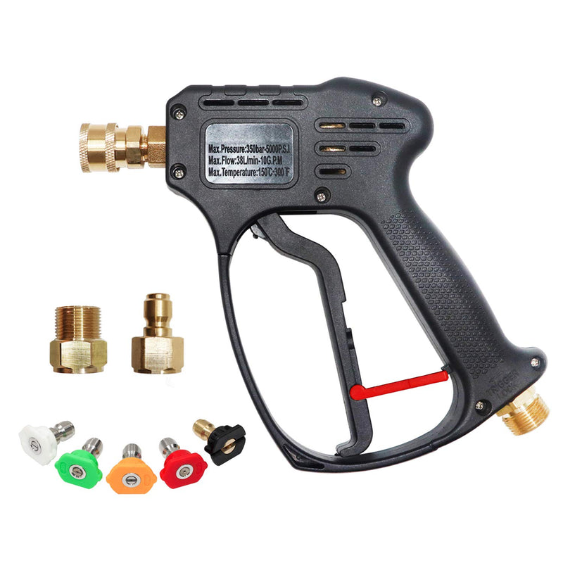 High Pressure Power Washer Short Gun Kit - Heavy Duty Brass And Stainless Steel - 5 Spray