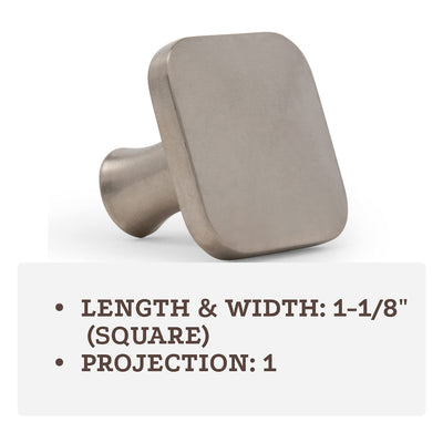 Aviano Satin Nickel Cabinet Hardware Square Knob 1-1/8" - 5