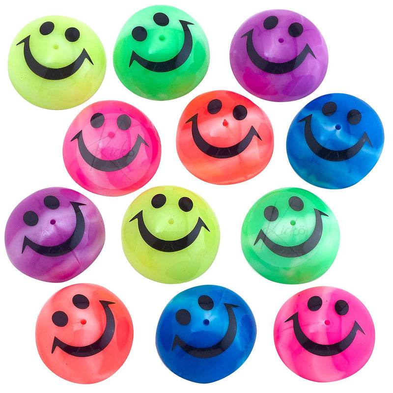 Kicko Smile Face Pop-up Popper 1.75 Inches - Pack of 12 - Marble Design Assorted Colors