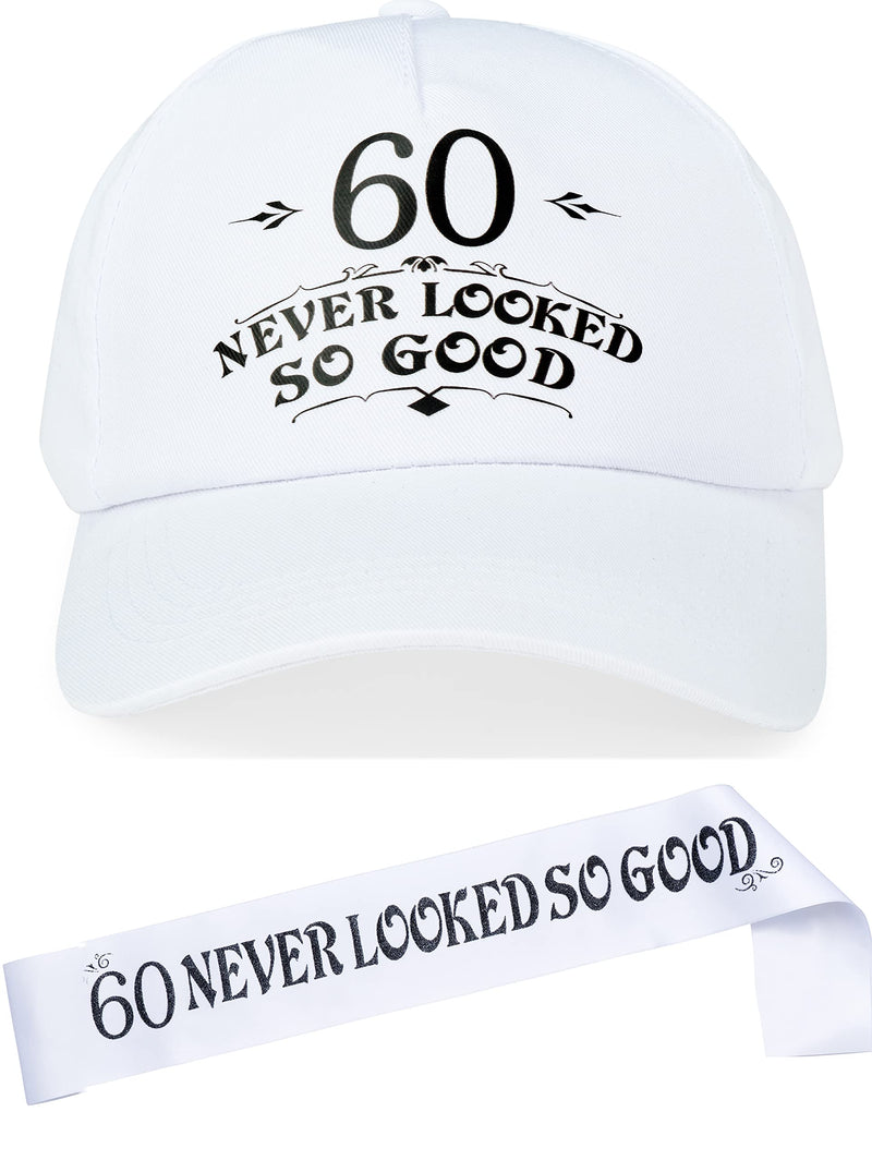 60th Birthday Gifts for Men, 60th Birthday Hat and Sash Men, 60 Never Looked So Good