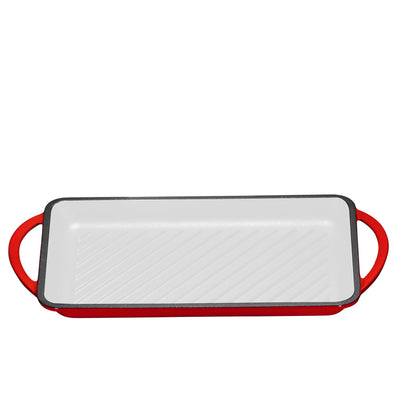 Cast-Iron Rectangular Grill Pan With Dual Handles, Non-Stick Surface, Perfect for Steaks