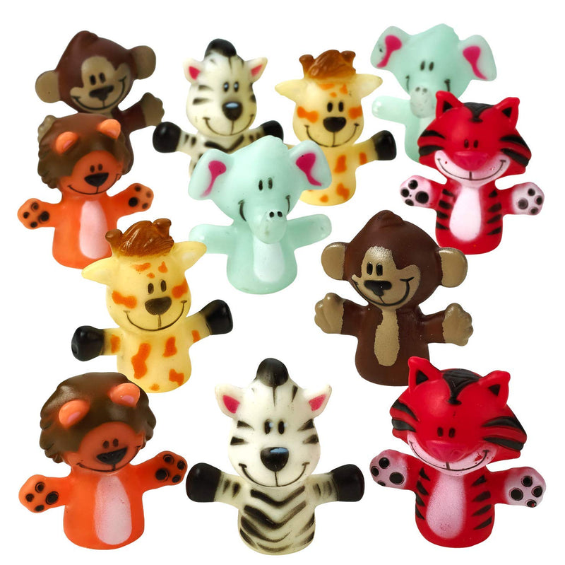 Kicko Animal Finger Puppets - 12 Per Package - Fun Toy for Boys and Girls - Gifts