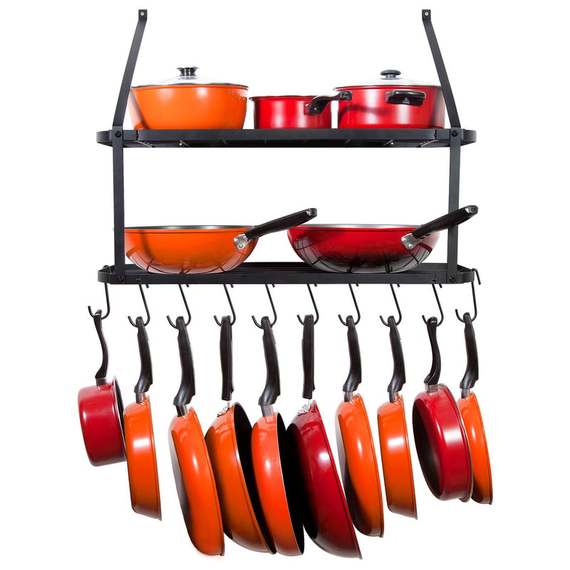 Shelf Pot And Pan Rack - Mounted Hanging Pot Rack For Kitchen Storage And Organization