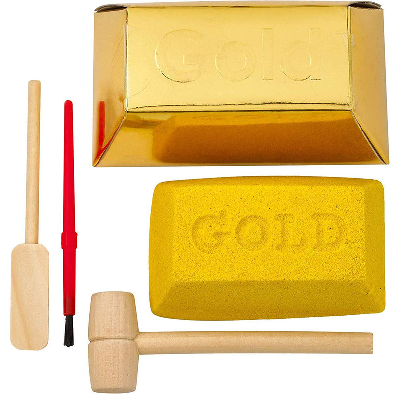 Kicko Excavation Kit - Gold Brick Dig Out - 8.25 Inch Gold Mining Set - Science